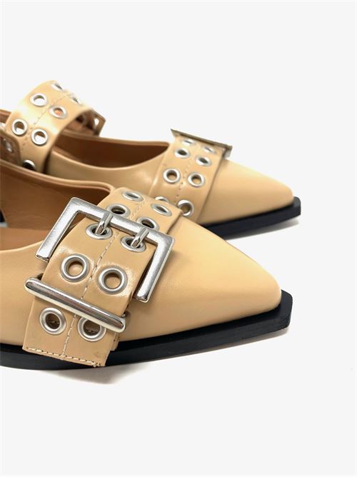 Slingbacks mit doppelter Schnalle IL LACCIO | KBAS3VITELLOBEIGE